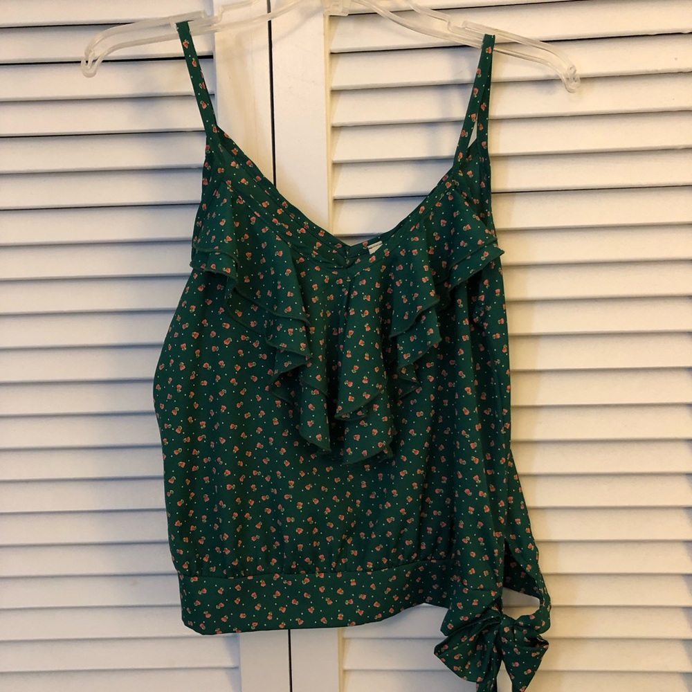 Green ruffle top